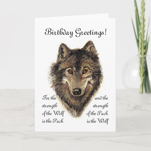Custom Birthday -Wolf and Pack Quote Card (Front)