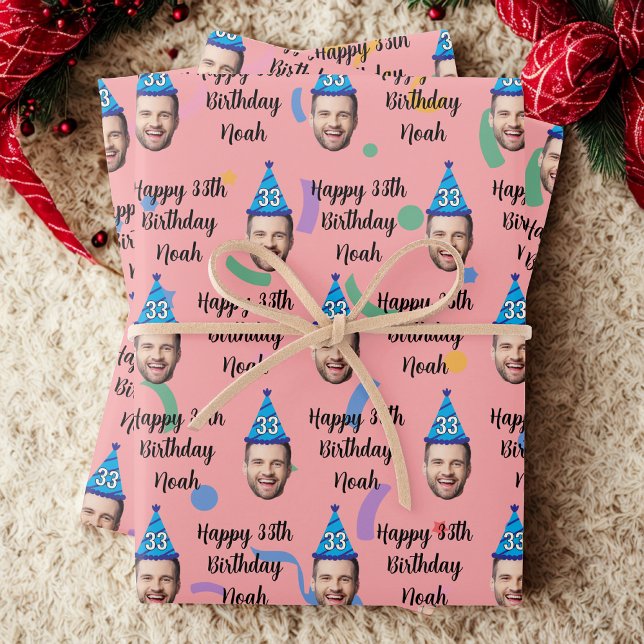 Custom Birthday Wrapping Paper, Pink Paper Sheet (Creator Uploaded)