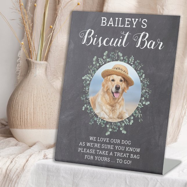 Custom Biscuit Bar Pet Photo Dog Wedding Favour Pedestal Sign (Creator Uploaded)