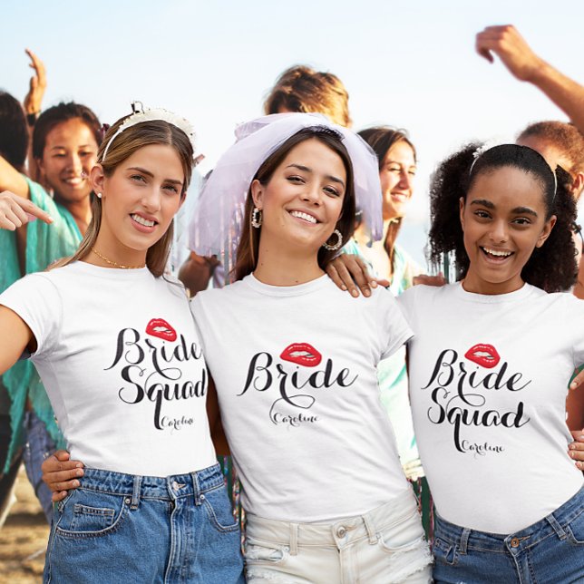 Custom Biting Lips Bride Bachelorette Party T-Shirt (Creator Uploaded)