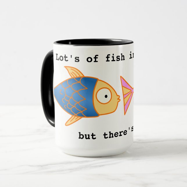 Custom Black 15 oz Ringer Fishy ZAZZ_IT Mug (Front Left)