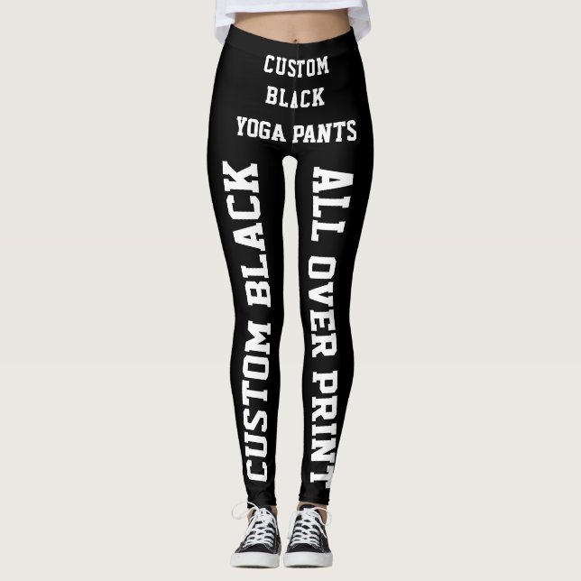 Custom BLACK ALL OVER PRINT YOGA PANTS (Front)