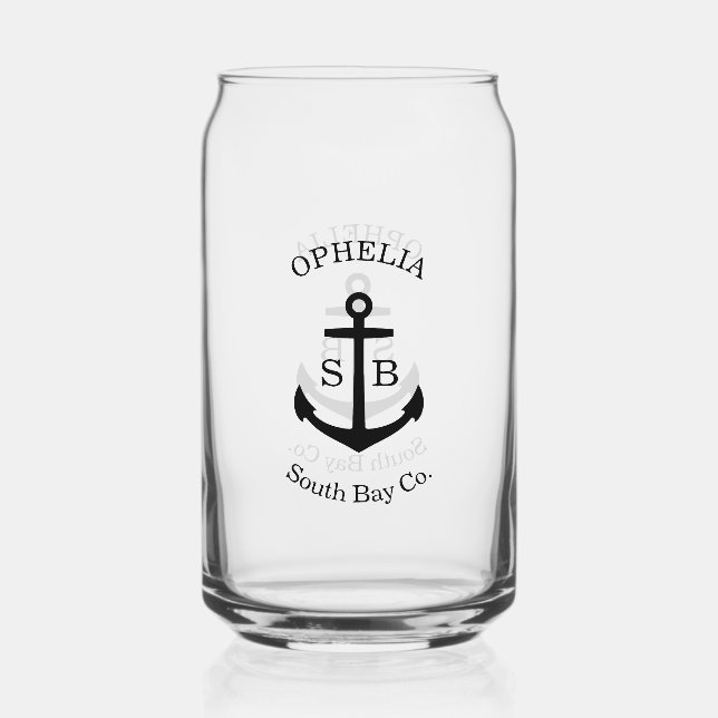 Custom Black Anchor Emblem Can Glass (Front)