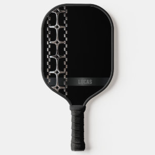 Custom Black and Chrome Personalised Pickleball Paddle