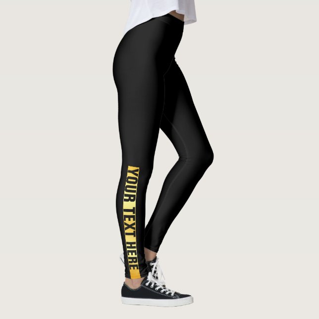 Custom Black And Gold Add Name Text Template Leggings (Right)