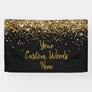 Custom Black and Gold Birthday Party Photo Booth Banner