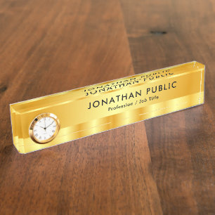 Custom Black And Gold Elegant Modern Template Nameplate