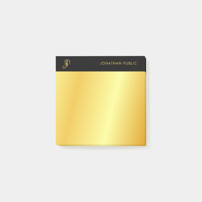 Custom Black And Gold Elegant Monogram Template Post-it Notes (Front)