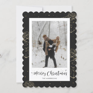 Custom Black and Gold Gift Photo Christmas Cards
