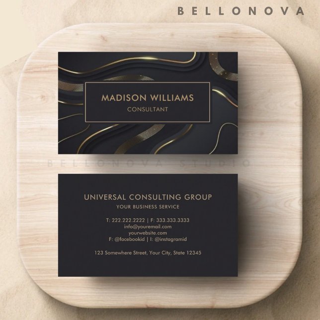 Custom Black And Gold Glitter Professional Business Card (Custom Black And Gold Glitter Professional Business Card)