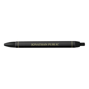 Custom Black And Gold Personalised Name Template Ink Pen