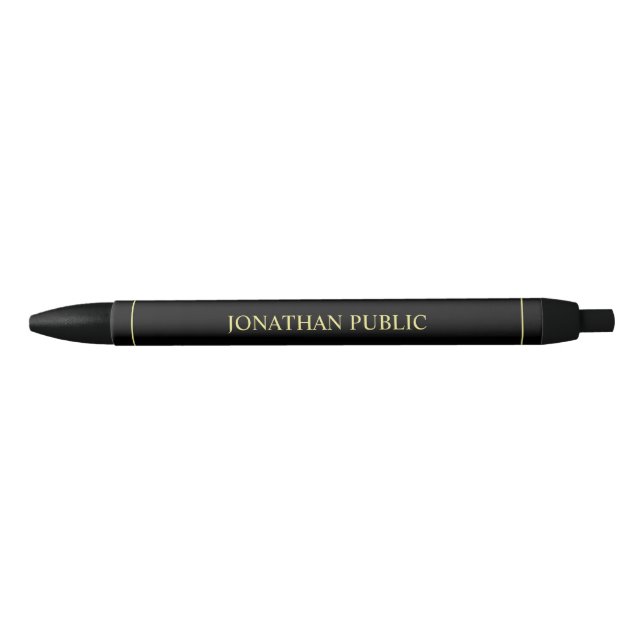 Custom Black And Gold Personalised Name Template Ink Pen (Front)