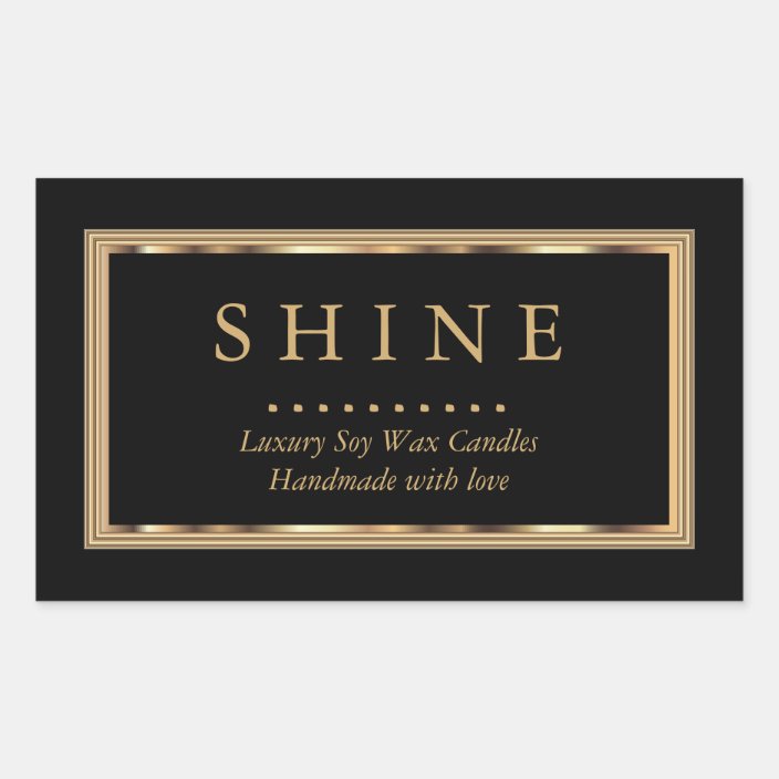 Custom Black and Gold Rectangular Sticker