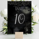 Custom Black and Grey Floral Gothic Wedding Table Number<br><div class="desc">Til Death Do Us Part Themed Table Numbers

Embrace a whimsical and alternative theme with the inclusion of playful skeleton illustrations on each card. These stylish and edgy designs add a touch of personality and set the tone for your one-of-a-kind wedding celebration.</div>