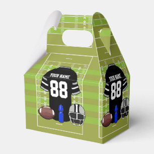 Custom Black and Grey Football Jersey on Field Favour Box