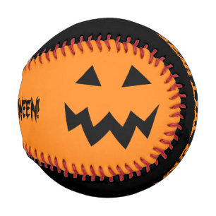 Custom black and orange Halloween party baseball