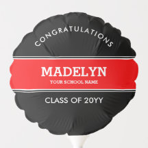 Custom Black and Red Graduation Balloon