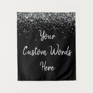 Custom Black and Silver Birthday Party Photo Booth Tapestry