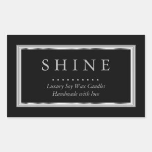 Custom Black and Silver Rectangular Sticker