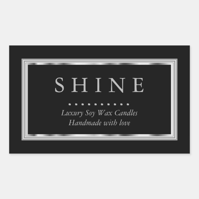 Custom Black and Silver Rectangular Sticker (Front)