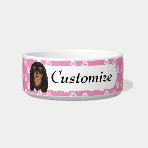Custom Black and Tan Cavalier Spaniel Bowl
