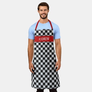 Custom Black And White Buffalo Lumberjack Plaid Apron