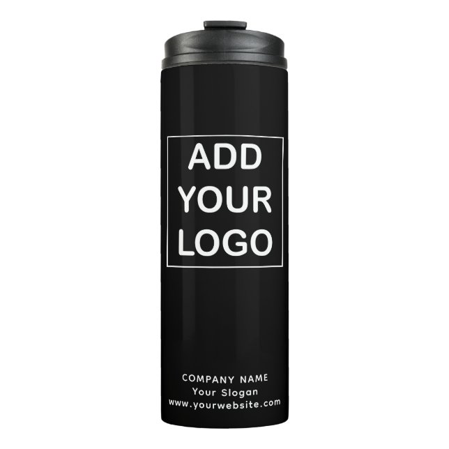 Custom Black and White Business Company Logo  Thermal Tumbler (Front)