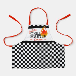 Custom Black And White Chequered Flag Pattern Apron