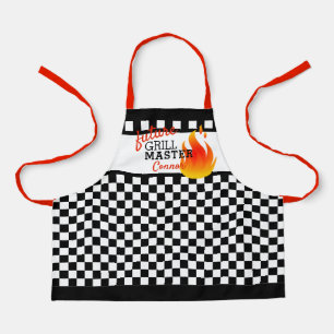 Custom Black And White Chequered Flag Pattern Apron