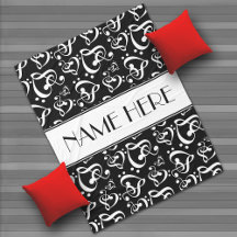 Custom Black And White Clef Hearts Music Notes