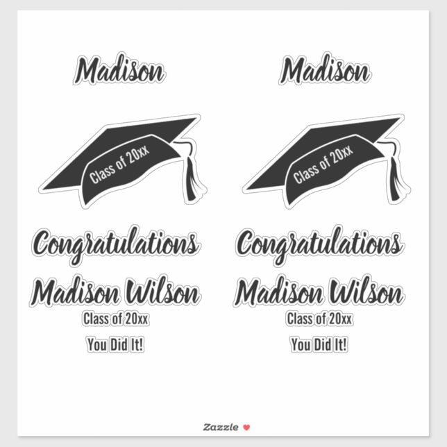Custom Black and White Congratulations Graduation (Sheet)