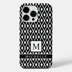 Custom Black And White Diamond Argyle Geometric iPhone 14 Pro Max Case