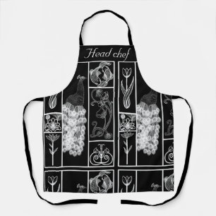 Custom black and white elegant apron