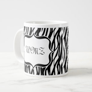 Custom Black and White Funky Zebra Stripes Large Coffee Mug