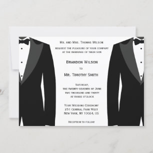 Custom Black And White Gay Wedding Invitations
