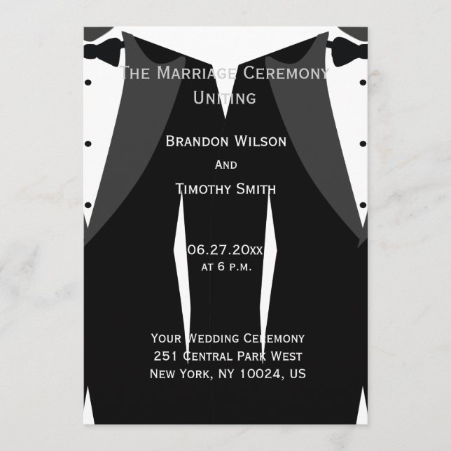 Custom Black And White Gay Wedding Programs (Front)