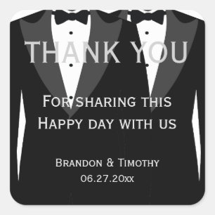 Custom Black And White Gay Wedding Stickers