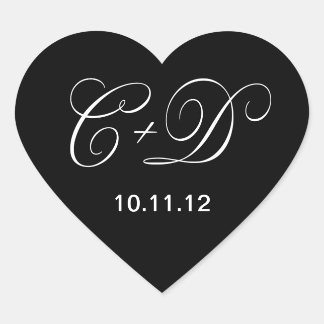 Custom black and white heart shaped heart sticker (Front)