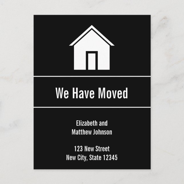 Custom Black and White House Moving Announcement Postcard (Front)