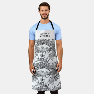 Custom Black And White Humpback Whale  Apron