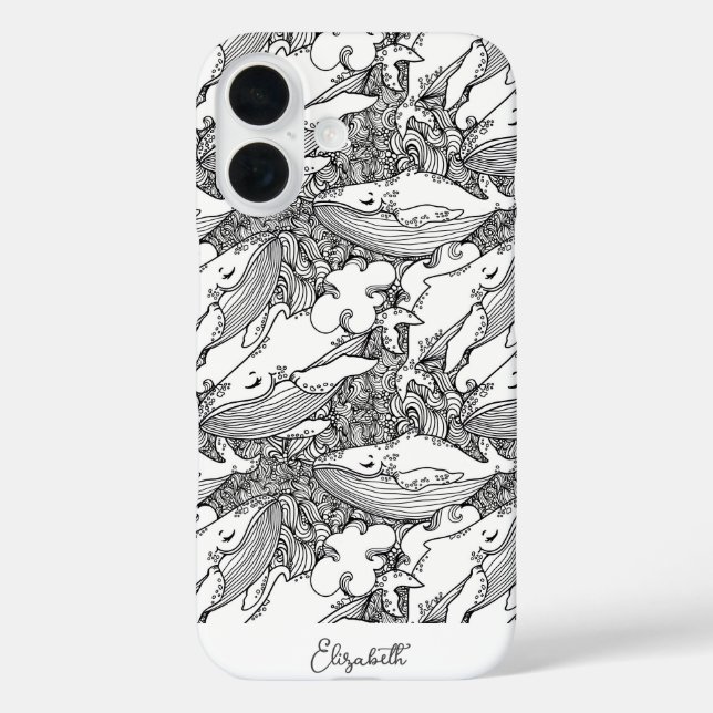 Custom Black And White Humpback Whale   Case-Mate iPhone Case (Back)