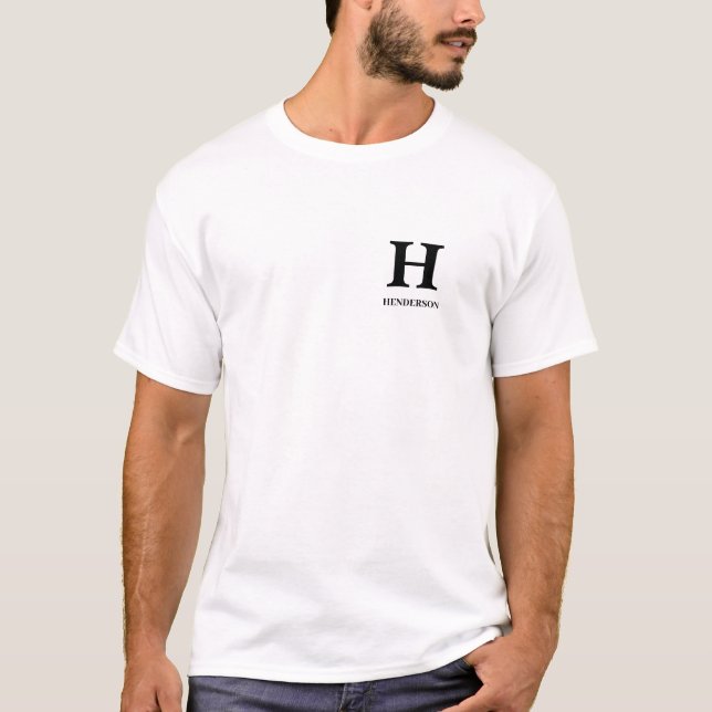 Custom Black and White Initial and Name T-Shirt (Front)