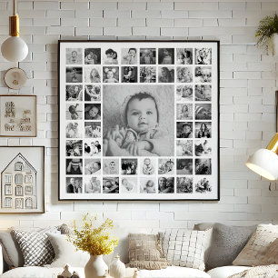 Custom Black And White Photo Collage Personalised Poster