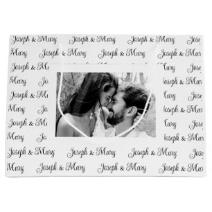 Custom Black And White Photo Wedding Gifts Favours Large Gift Bag