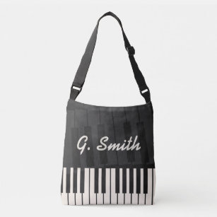 Custom Black and White Piano Keyboard. Add Name. Crossbody Bag