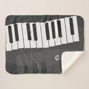 Custom Black and White Piano Keyboard. Add Name. Sherpa Blanket