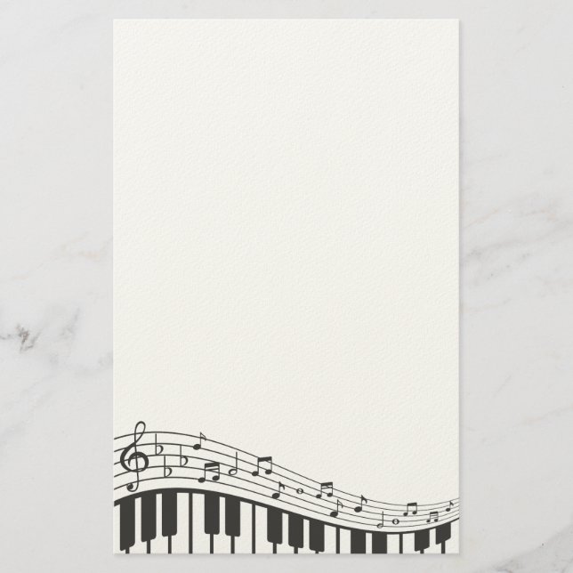 Custom Black and White Piano Keyboard. Add Name. Stationery (Front)