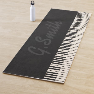 Custom Black and White Piano Keyboard. Add Name. Yoga Mat