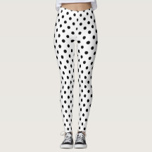 Custom black and white polkadots pattern leggings