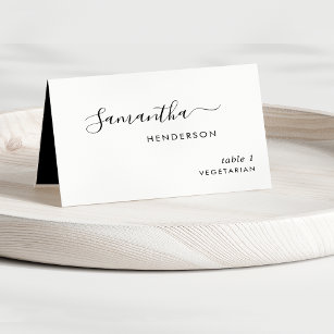 Custom Black and White, Script Wedding Place Cards